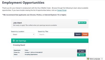New job opportunities on website